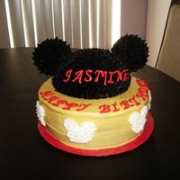 Mickey Mouse Yellow cake with all bc icing for a little girl turning 3. This was my interpretation of Love2Create's cake. Thanks, I tried to do...