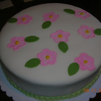 Just Because.. White cake with strawberry filling, fondant, brush embroidery