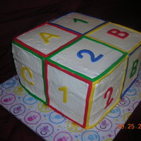 Baby Blocks Triple chocolate cake with raspberry filling, fondant accents