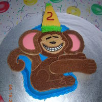 Monkey From Wilton yearbook - used their sugar cookie recipe but the cookies expanded WAY more than I would've liked - arms/ears are huge!