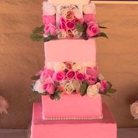 First Wedding Cake white cake with raspberry,pineapple and strawberry filling. It is not my best effort but I did learn alot from this experience and at least...