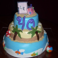 40Th Birthday Cake Beach Theme chocolate mud cake with raspberry filling. thanks for looking