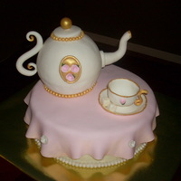 Tea Party Cake Made for a very special mother/daughter tea party at my church. Fondant teapot and teacup. Teapot is lemon cake w/swiss merengue...