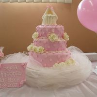 Pink Christening Cake This is a christening cake I made for my little cousing this weekend. Thank's for looking