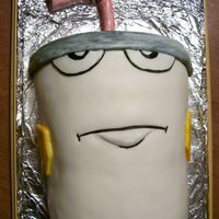 Master Shake This cake was done for my boyfriend. The cake is made after one of his favorite cartoon character called Master Shake off Aqua Teen Hunger...