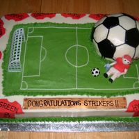 Soccer Cake Made this for a team that won their championship. The border is decorated with each team member's jersey.