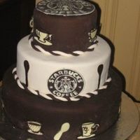 Starbucks Graduation Cake This was made for my sister's coffee addiction. It was 4 layers alternating chocolate and yellow - to appease all 125 guest - with...