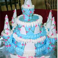 Cinderella Castle! Another castle cake just like a previous one. Mom wanted this one, just in blue so she could place cinderella on it. 6" and 9"...