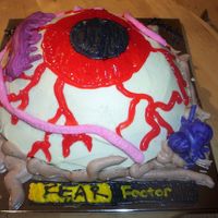 My Dh's Fear Factor Birthday Cake I thought it was appropriate to put this in the halloween catagory. Lol... My 7 yo DS designed this cake, and helped execute it. We baked...