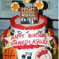 High School Musical! The customer asked for HSM, and this is what I came up with. I thought that this theme was kind of challenging. 8" and 10" cakes...