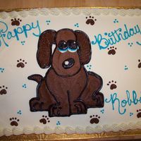 Puppy Dog Eyes 1/2 sheet marble cake with buttercream drawing