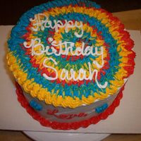 Tie Dye 8" cake with cream cheese frosting, I borrowed this technique from another member, but i can't remember who now... but if i did i...
