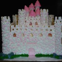 Castle Cake Gumtex and fondant walls with hand piped royal stones. Everything is edible.