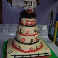 Country Western Wedding Cake I was asked to make a (last minute) wedding cake, 4 tiers - ivory, red, and black. I was told it needed to have a country western theme,...