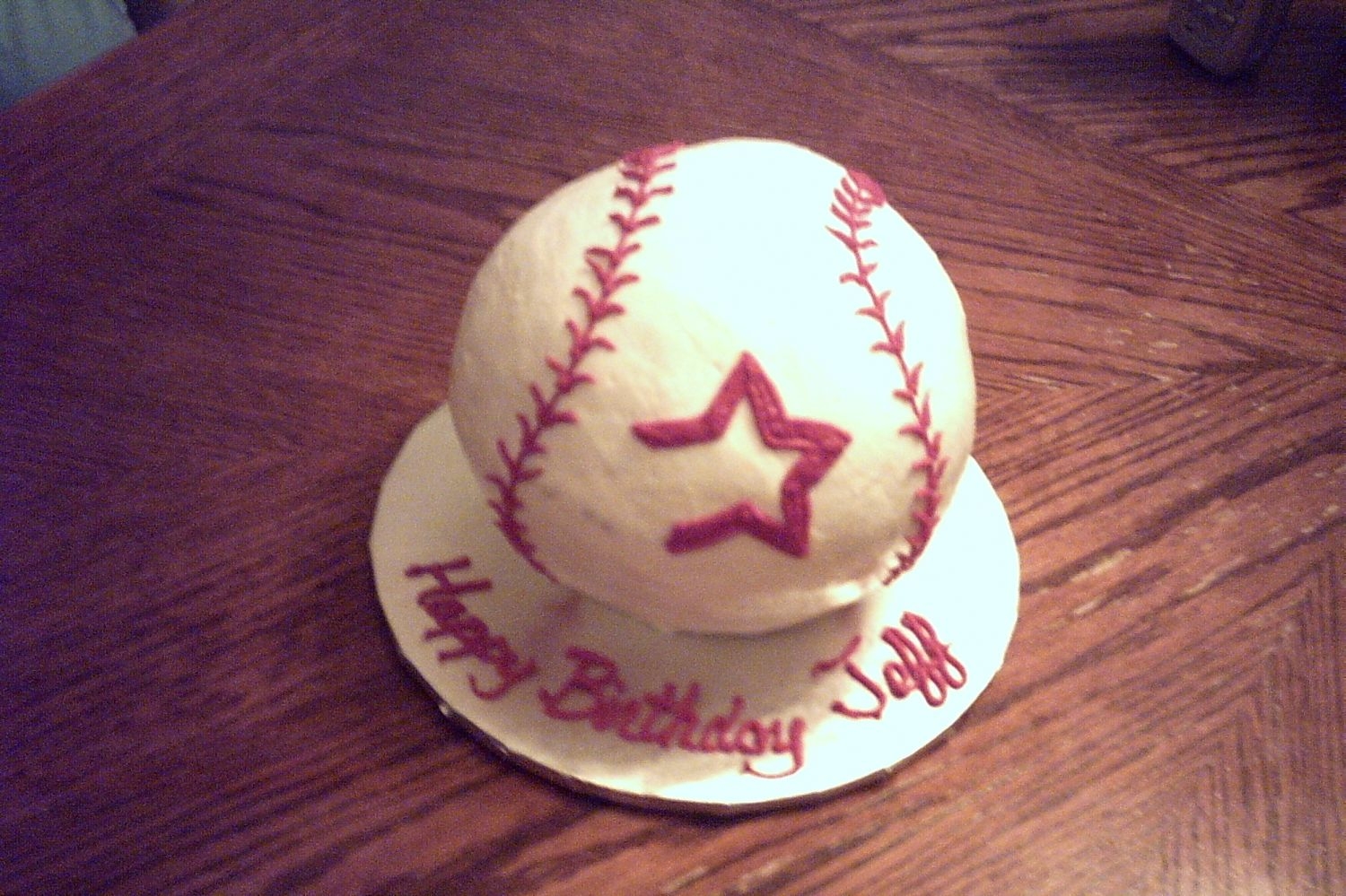 Go Astro's! Ball cake w/ Houston Astros logo. White cake w/ bc icing
