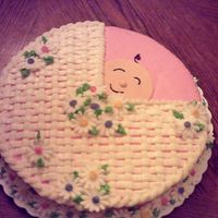 Smile Baby! Red Velvet w/ cream cheese icing and bc daisies. Used fondant for the baby face.