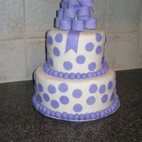 Lavender Polka Dots Baby Shower Cake My first polka dots cake. My first bow. And I am pretty happy with how it turned out! Black magic cake with white chocolate SMBC and...