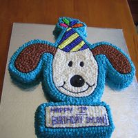 Dylan's First Birthday Cake Chocolate cake (what else?) that was modeled after the decorations for the party.