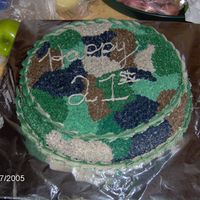 Camo Birthday Cake THis cake was done for my step-sons 21st birthday. He is a huge hunter and just loved this cake. The cake was german chocolate and the...