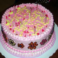 Pink Flower Birthday Cake I made this cake for my niece - it is cookies and cream cake with cookies and cream mousse filling - bc w/ chocolate transfer flowers and...