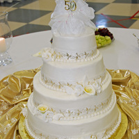 50Th Anniversary My first stacked Wedding/Anniversary cake I was so nervous but I think it turned out okay! It was for a sweet couple at my church.