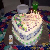 Birthday, Mother's Day, Bridal Shower Cake This is an easy 2 tier, 2 flavor birthday cake. I just mound buttercream down the left side and add flowers in any color frosting I happen...