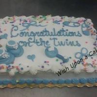 Twin Boys My standard baby shower design (since it's a work cake, I can't do anything involving fondant or gumpaste or anything like that...