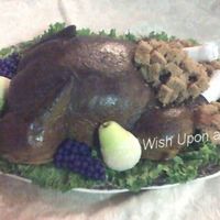 Roasted Turkey My first 3D turkey cake!!!!!! Thanks to MrsMissey for the directions and inspiration for this cake. Cake itself is a vanilla chai spice...