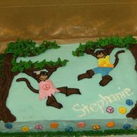 Monkey Fashion Birthday cake for my friends daughter. She was very specific about her cake details. She wanted monkeys, her clothing designs (she sent me...