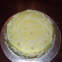 Lemon Birthday Cake Lemon birthday cake with lemon filling. Flowers are MMF with silver dragees.