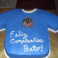 Chivas Jersey Cake This cake is supposed to be of the soccer team Chivas but I couldn't get the navy blue color (and ran out of time) so it came out this...