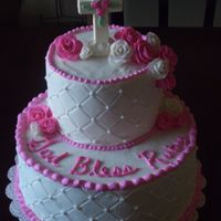 Girl's Confirmation Cake Cake for girl's confirmation. Bottom layer is chocolate cake with chocolate fudge filling. Top is lemon cake with lemon filling....