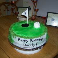 Golf Cake My first attempt at a golf cake. Iced in BC. My lettering I wasn't to happy with. I'm still trying to get that down and be steady...