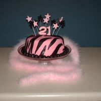 21St Birthday Fondant covered cake & stripes. Fondant cutouts with a star shaped cookie cutter with wires pushed in and then dried. Alternating...