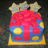 Giftbox Birthday Cake My first giftbox cake. The bow was floppy because I didn't make it enough in advance and it was still a little soft when I put it on...