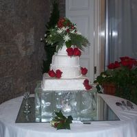 101_08212.jpg This is my very first wedding cake ever!! It was a complete disaster. I had the supports right but it was just a very bad decorating day....