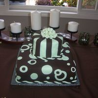 100_5248.jpg Bridal shower cake, bottom layer is chocolate cake with chocolate ganache, top layer is lemonade cake with raspberry and lemon buttercream...