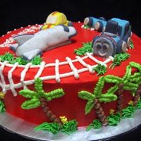 The Red Cake buttercream frosting & piping work. sugarpaste modellings. chocolate cake inside. 9in diameter. +/-1.5kg