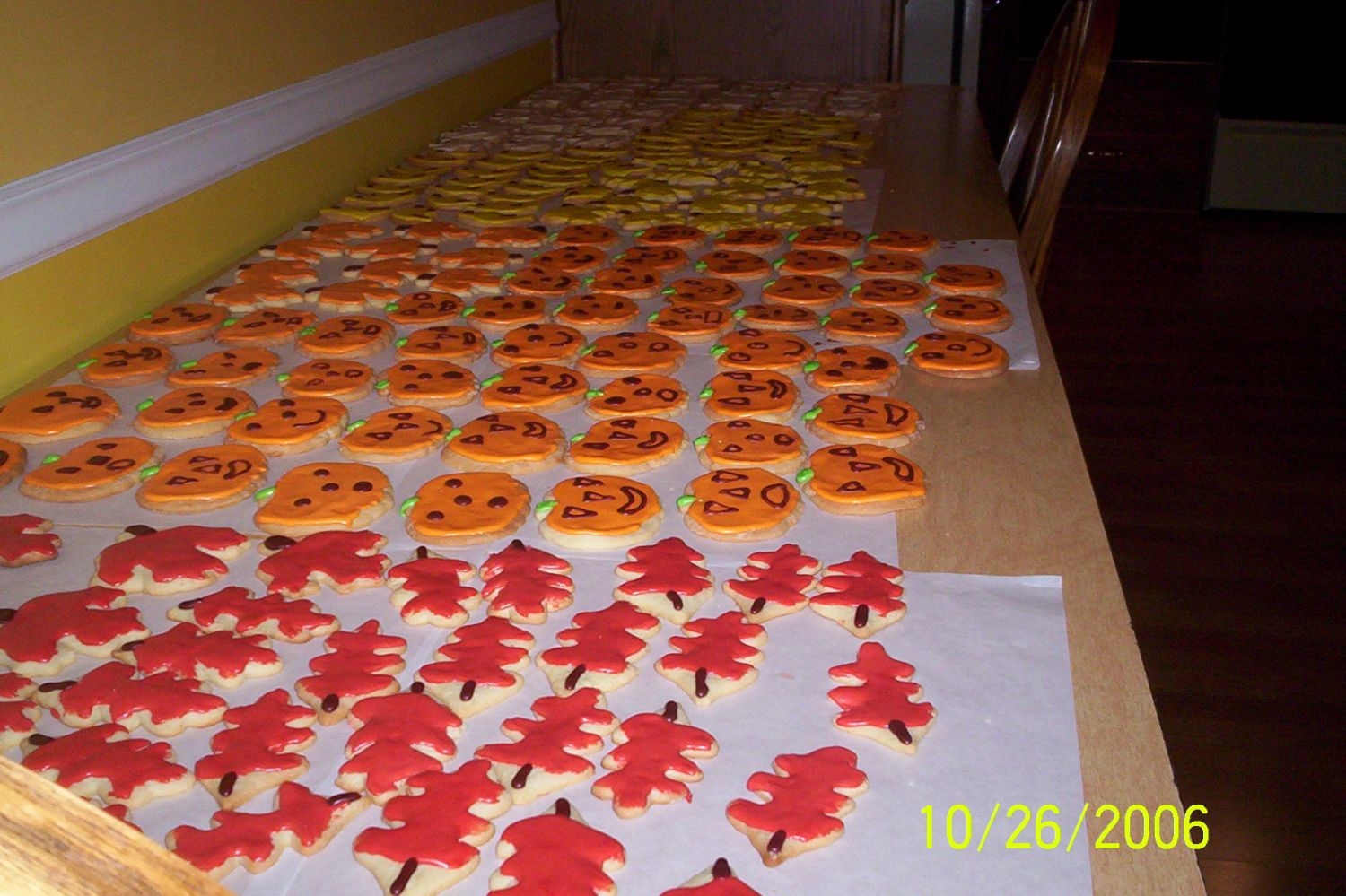 Cookie Factory Yet another table of drying cookies.