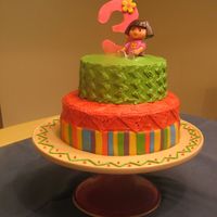 Dora The Explorer orange-chocolate marble cake with buttercream icing & fondant accents