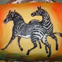 Zebras Sunset This is a cake my husband requested that I do and one of my first attempts at cake decorating. Yellow cake with buttercream icing... no...