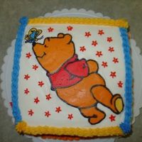 Winnie The Pooh A winnie the Pooh cake I made out of boredom. Chocolate cake with buttercream frosting.