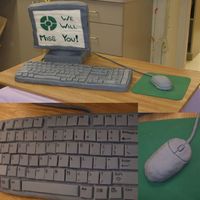 Computer Cake A computer cake for a going away party. They keyboard is all cake covered in fondant, and the keys are fondant I let dry and then hand...