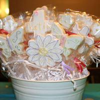 Communion Cookies Cookie bouquet for my niece's communion. All the detailed were piped in white and then hand painted with petal dust.