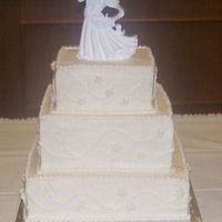 Square 3 Tier My very 1st wedding cake!! What do you think...I decorated it the way they wanted it, I thought it was kind of plain