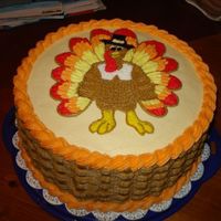 Turkey Cake All buttercream..my first basketweave!