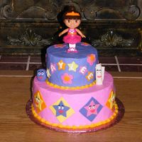 Dora 6 & 10 in rounds B/c frosting with fondant accents