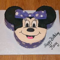 Minnie Mouse I love making Minnie Mouse! 6 in rounds for ears with 9 in round head. B/c frosting with fondant accents