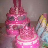 Princess Cake THis is a french vanilla and WASC cake I did for a little girl who had a princess party. Iced in BC with edible images fondant accents and...