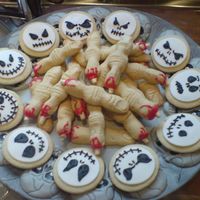 Halloween Biscuits I made witches fingers and jack Skellington heads this year instead of giving out sweets!